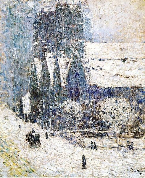 Childe Hassam Painting, oil on canvas, of Calvary Church